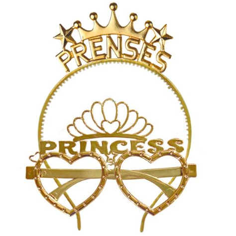 Mika Gold Prenses Gözlük Taç Takımı